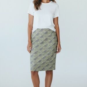 Mossimo Womens Neon Yellow Green Gray Crochet Stretch Pencil Skirt Medium